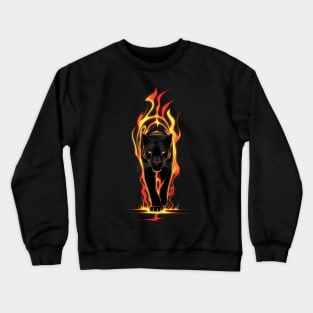 Ethereal Blaze: Minimalistic Black Panther Fire Art Crewneck Sweatshirt